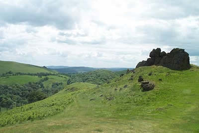 Caer Caradoc is an interesting hill with rocky outcrops