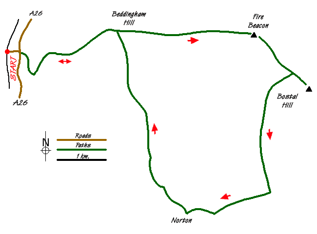 Route Map - Firle Beacon Walk