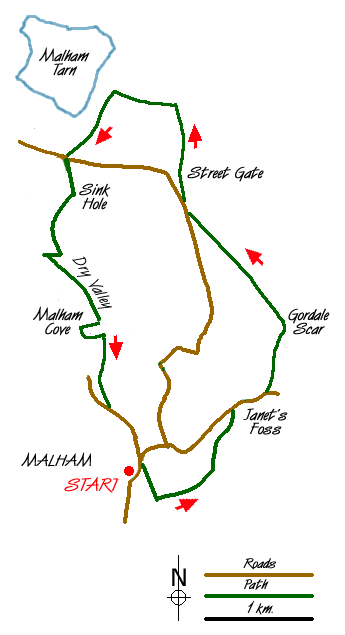 Route Map - Gordale Scar & Malham Cove (Route 2) Walk