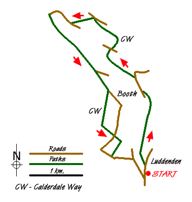 Route Map - Luddenden Dean and the Calderdale Way Walk