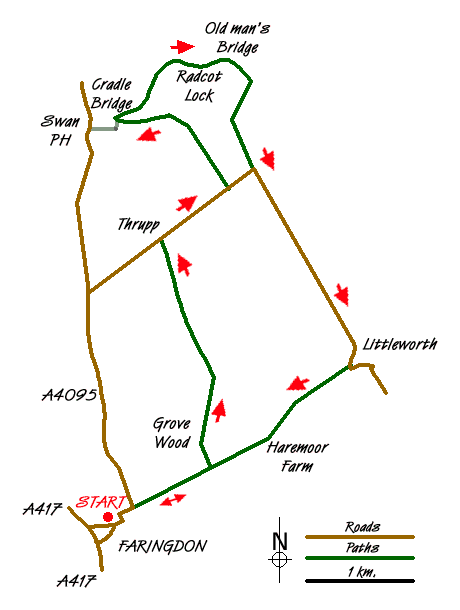 Route Map - Faringdon, Radcot and Littleworth Walk