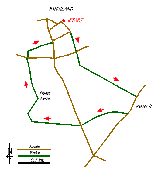 Route Map - Pusey & Buckland circular Walk