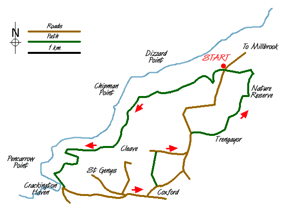 Route Map - Dizzard Point & Crackington Haven Walk