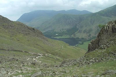 Climb to Scarth gap from shores of Buttermere