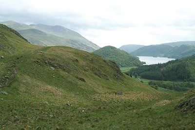 From the flanks of High Rigg, Helvellyn dominates the scene