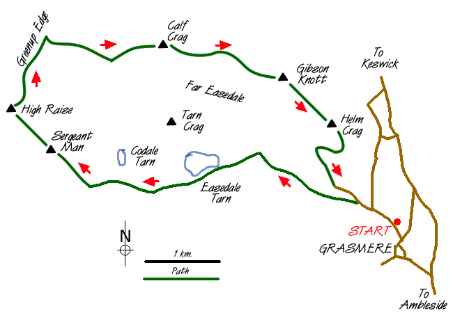 Route Map - High Raise & Helm Crag Walk
