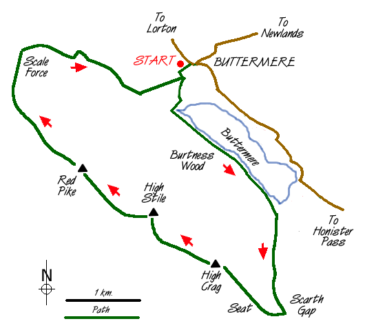 Route Map - The High Stile Ridge Walk