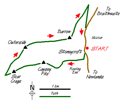 Route Map - Causey Pike Walk