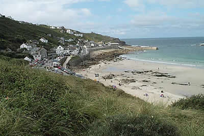 Sennen Cove with its broad sandy beach & harbour