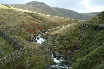 Hayeswater Gill has a series of cascades and waterfalls