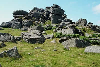 Hound Tor is formed of weathered granite