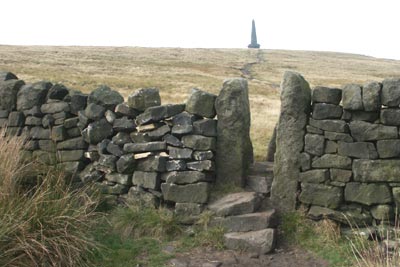 Stoodley Pike monument seen from the Pennine Way