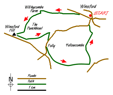 Route Map - Winsford Hill & the Allotment
 Walk