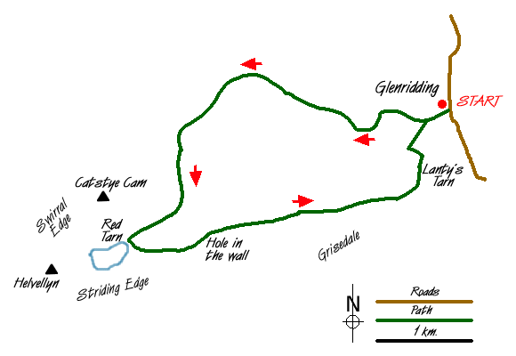 Route Map - Red Tarn & Grisedale Walk