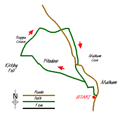 Route Map - Nappa Cross & Malham Walk