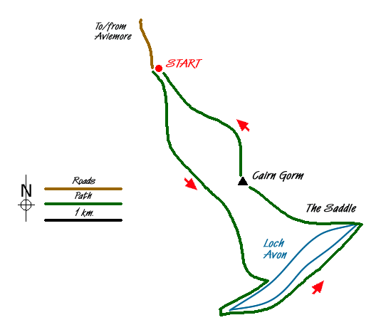 Route Map - Loch Avon Circular via Cairn Gorm Mountain Walk
