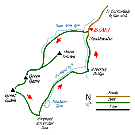 Route Map - Base Brown & Great Gable Walk