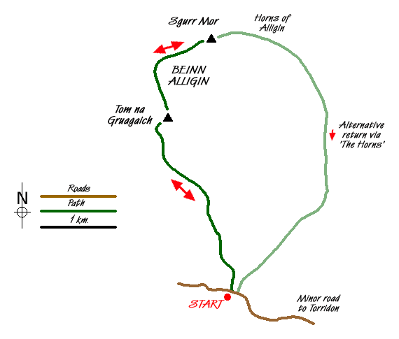Route Map - Beinn Alligin & Sgurr Mor Walk