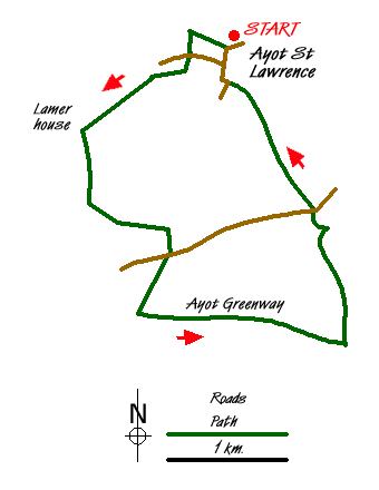 Route Map - Ayot St Lawrence Circular Walk