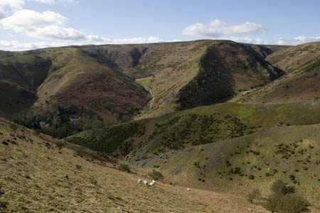 Ridges and hills surround Carding Mill Valley