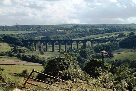 Distant view of Hewenden Viaduct from Aire-Calder Link