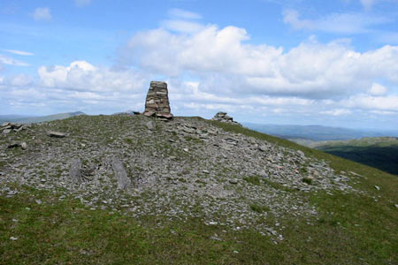 Trig pillar & cairn on summit of Rhobell Fawr
