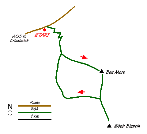 Route Map - Ben More and Stob Binnein Walk