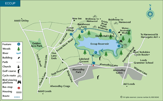Route Map - Eccup Reservoir circular Walk