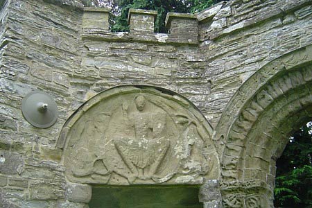 A close up of some carved detail on the Shobdon Arches