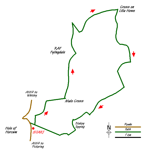 Route Map - Saltergate, Fylingdales & Allerston High Moor Walk