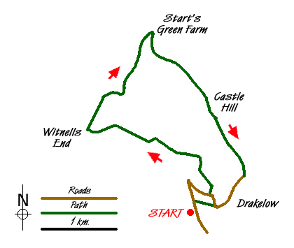 Route Map - Shatterford Wood and Castle Hill circular Walk
