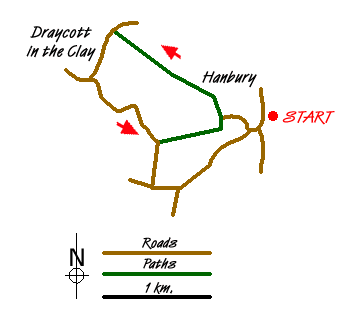 Route Map - Draycott in the Clay circular from Hanbury Walk