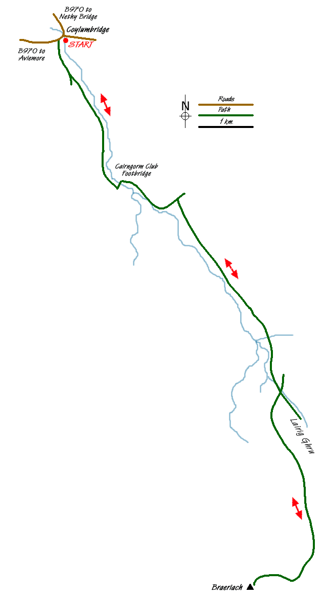 Route Map - Braeriach via Lairig Ghru Walk