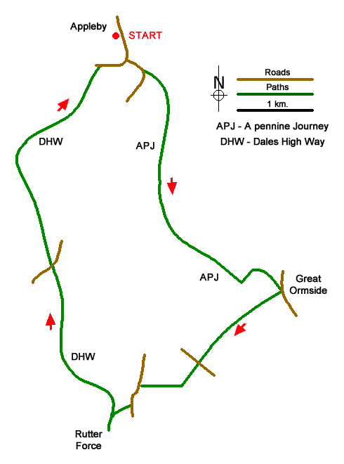 Route Map - Rutter Force & Hoff Beck Walk
