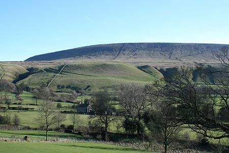 Looking back to Pendle Hill from near Downham