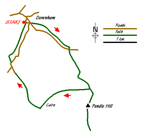 Route Map - Downham & Pendle Hill Walk