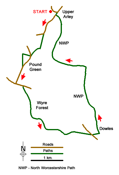 Route Map - Wyre Forest & River Severn from Upper Arley
 Walk