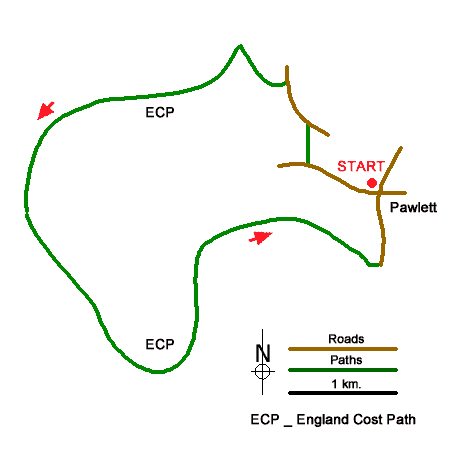 Route Map - River Parrett from Pawlett Walk