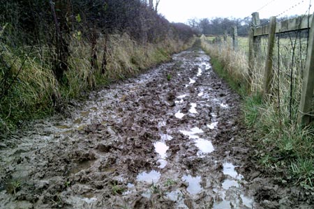 Muddy path south of Bruern Wood, Oxfordshire Way