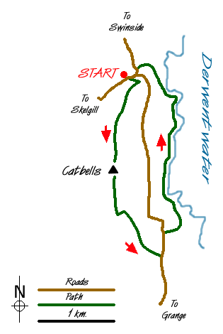 Route Map - Cat Bells from Gutherscale Walk