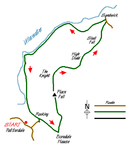 Route Map - Place Fell from Patterdale Walk