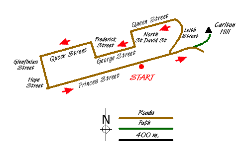 Route Map - Edinburgh - Calton Hill and the city centre Walk