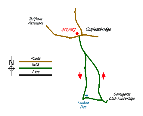 Route Map - Rothiemurchus Forest via Balvattan from Coylumbridge Walk