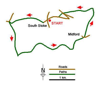 Route Map - The Cam Brook Valley from Southstoke
 Walk