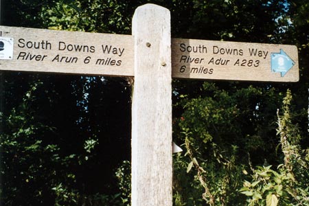 Typical South Downs Way signpost near Washington