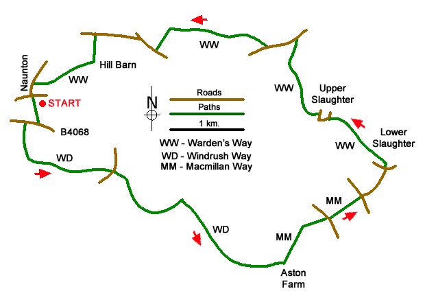 Route Map - The Slaughters Walk