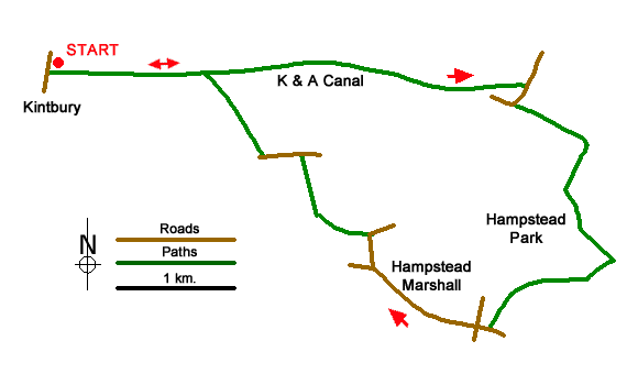 Route Map - Hamstead Park from Kintbury Walk