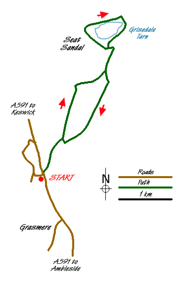 Route Map - Grisedale Tarn Walk