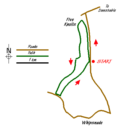 Route Map - Dunstable Downs Circular Walk