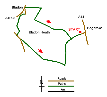 Route Map - Bladon & Begbroke Circular
 Walk